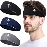 Three Nail Christian Cross Sports Headbands for Men Women 3pcs Sweat Bands