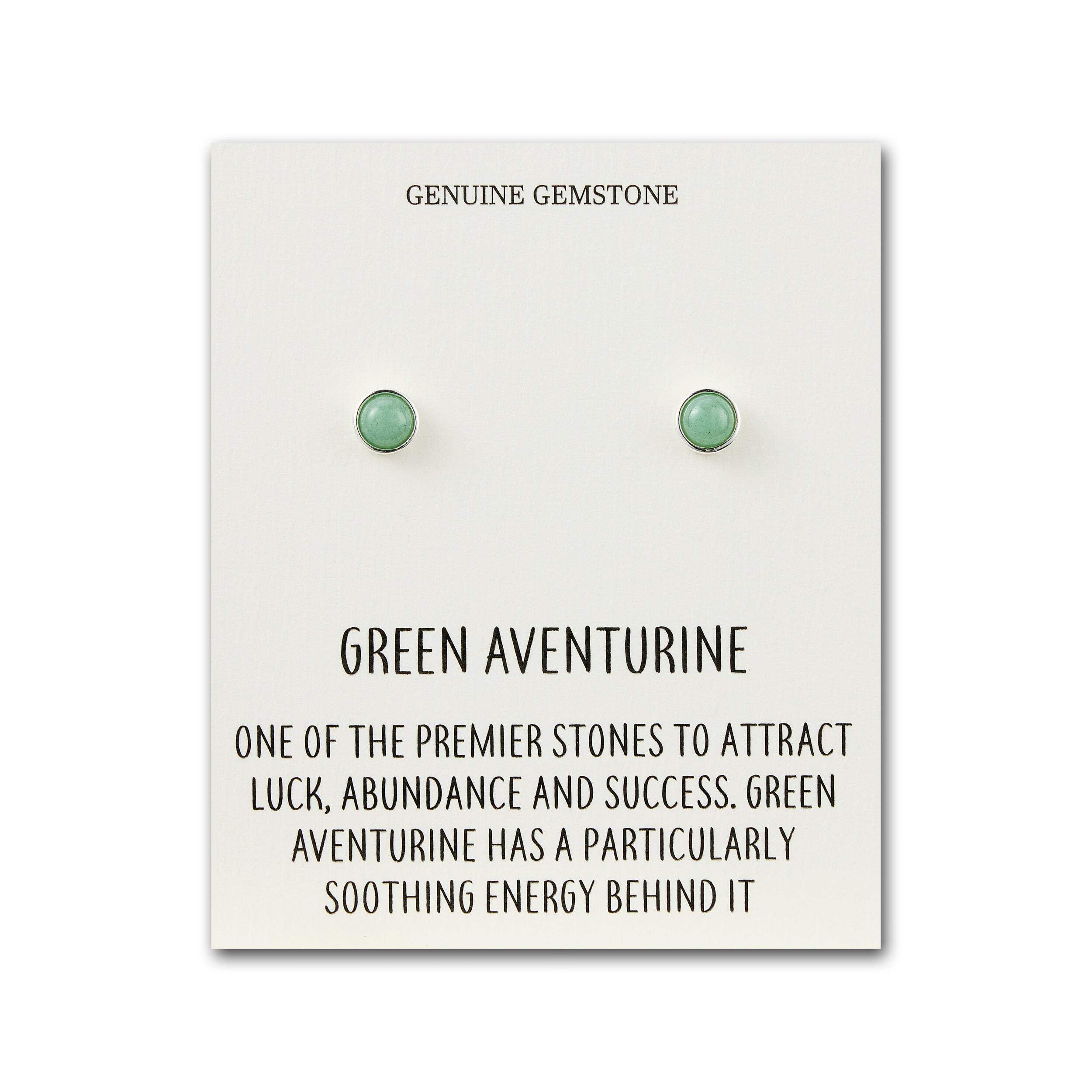 Philip Jones Green Aventurine Stud Earrings with Quote Card