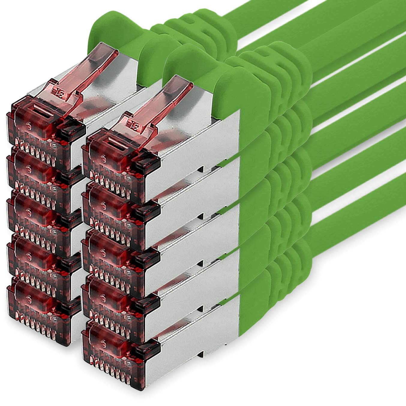 freiwerk Network cable Cat.6 7.5m green - 10 x Ethernet cable Lankabel Cat6 Lan network cable Sftp Pimf patch cable 1000 Mbit s