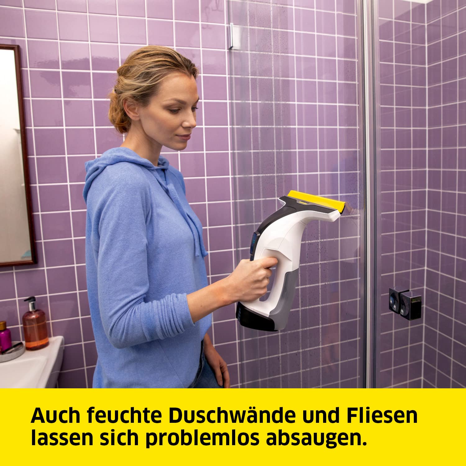 KÄRCHER Fenstersauger WV 4-4 Plus, verwendbar Battery Power 4/25 Akku, Tank: 150 ml, LED-Anzeige, Sprühflasche Extra mit Mikrofaserbezug, 20 ml Fensterreiniger-Konzentrat, ohne Akku 5