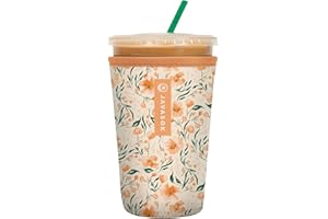 Sok It JavaSok Iced Coffee & Cold Soda Insulated Neoprene Cup Sleeve (Blush Blossoms, Medium: 22-28oz)