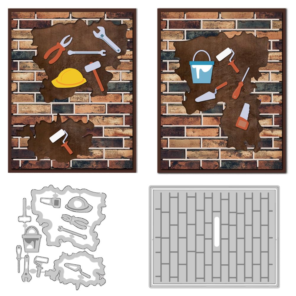 DELORIGIN Tool Wall Cutting Dies Brick Wall Dies Cut Metal Die Cuts Embossing Stencils Template Dies for Card Making Decoration DIY Scrapbooking Photo Album Arts Paper Crafts Greeting Card Supplies