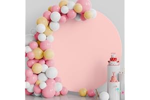 Putros 7.2FT Round Arch Cover Blushing Pink Circle Arch Cover Spandex Fitted Round Balloon Arch Cover for Wedding Birthday Party Decoration