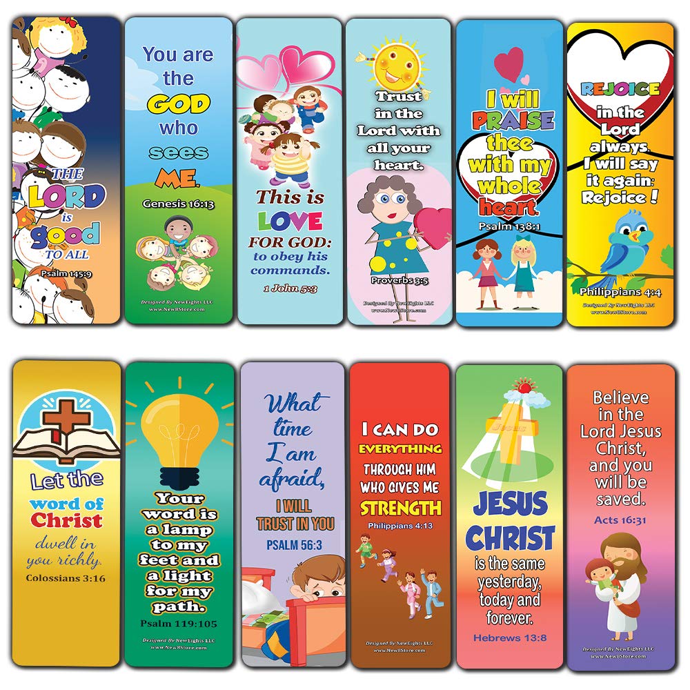 Short Bible Verses for Kids Bookmarks (60-Pack) - Great Way for Kids to Learn The Scriptures