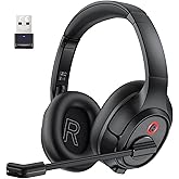 EKSA Wireless Headset with Mic for Work, Bluetooth 5.0 Headset with AI-Powered Noise Cancelling Microphone - Bluetooth Wireless Headphones with Mic for Work/PC/Laptop/Computer/Office/Zoom