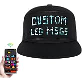 MasterAkoh LED Hat Programmable LED Scrolling Messages Display Light Up | Customizable DIY Display Light Up with Bluetooth for Birthday Hip-Hop Popping Breaking Locking Skater Team Spirit, Flat Brim
