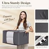 Lifewit 95L Clothes Storage Bags, Large Box with Lid, 3 Pack, Grey view 4