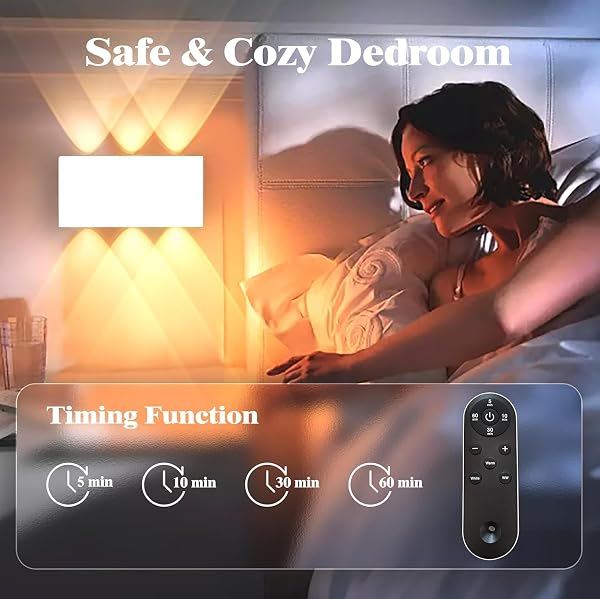 SHELPROJSU LED CORDLESS WALL SCONCE SET OF 2, 5200MAH RECHARGEABLE BATTERY OPERATED WALL LAMP WITH REMOTE CONTROL, 3 COLORS AND DIMMABLE MAGNETIC WIRELESS WALL LIGHT (WHITE, 2 PCS)