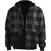 Facitisu Flannel Hoodies for Men Sherpa Lined Heavy Fleece Plaid Jacket Mens Coats Plus Size Big Tall