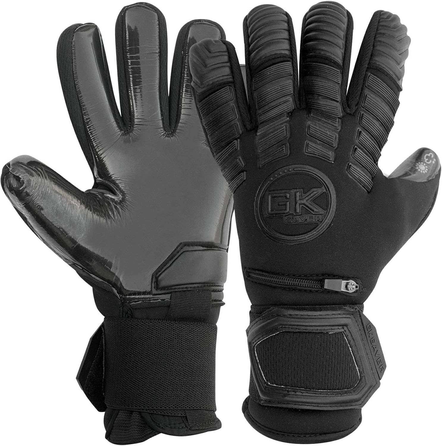 GK Saver Football Goalkeeper Gloves Protech Series Professional Size 6 to 11 Soccer GK Goalie Glove (Blackout YF, SIZE 9)