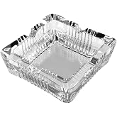 UZQL Square Crystal Ashtray, Classic Design, Large Home Ashtray for Cigarettes & Outdoor (4.1 inch)