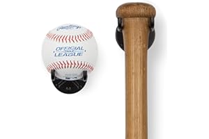 Wallniture Sporta Baseball Holder, Baseball Bat Wall Mount Display Stand for Man Cave Decor, Sports Memorabilia Ball Storage Rack Set of 2 Black