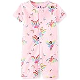 The Children's Place baby-girls And Newborn 100% Cotton Short Sleeve Zip Front One Piece Footless Pajamas