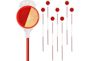 YOHSUGO Driveway Markers Reflectors, Double Sided Reflective Driveway Markers 48 inch, Metal Snow Plow Stakes High Visibility Safety at Dark Night, 8-Pack Markers Reflector on Poles, Rust-Proof, Easy Install