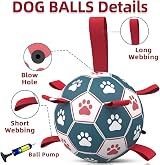 HETOO Dog Toys Extra Large Football with Straps 9 Inch Blue Red view 3