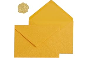 50 Pieces A7 Envelopes 5x7 Card Envelopes Vines Flower Texture Pattern V Flap Luxury Mailing Envelopes with Gold Stickers for
