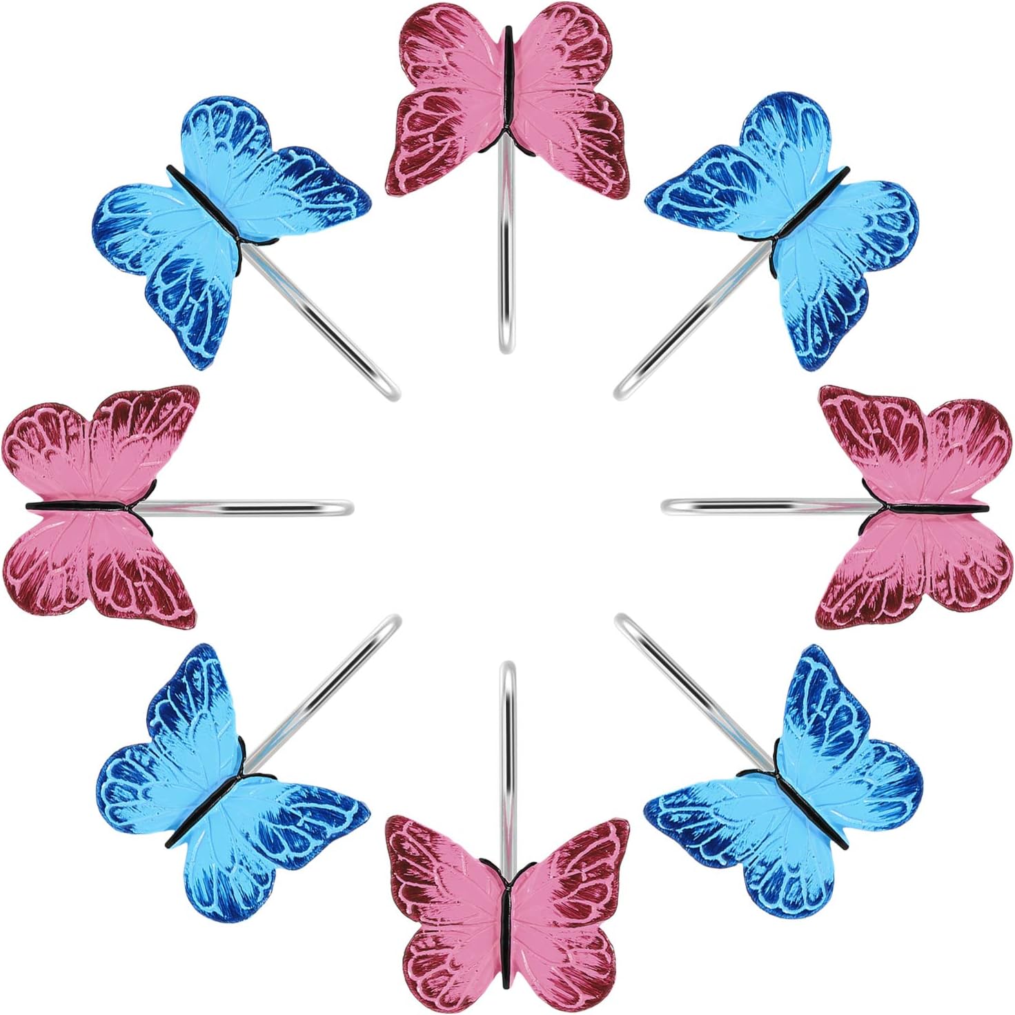 Agptek 12pcs Home Fashions Butterfly Anti Rust Decorative Resin Hooks For Bathroom Shower Curtain Bedroom Living Room Curtain Pink And Blue Shower Curtains Hooks Liners Bathroom Accessories Femsa Com