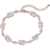 SWEETV Cubic Zirconia Bridal Wedding Bracelets for Brides, Bridesmaids, Marquise Elegant Tennis Bracelet for Women Jewelry Gift