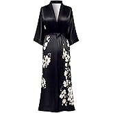 PRODESIGN Kimono Robe for Women - Long Satin Sleepwear Silky Kimono Cover-Up Nightgown Japanese Bathrobe Loungewear Blouse
