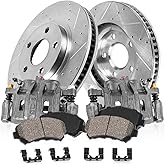 Callahan Brake Parts Front Brake Kit for Jeep Wrangler 2007-17 EBYK024187 | Replacement Drilled &amp; Slotted Disc Rotors Ceramic Brake Pads Calipers Jeep Wrangler 2007-17 Jeep Wrangler JK 2018