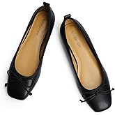 Modatope Ballet Flats with Bow Ballerina Closed Square Toe Slip on Bowknot Flats Shoes for Women Dressy