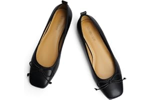 Modatope Ballet Flats with Bow Ballerina Closed Square Toe Slip on Bowknot Flats Shoes for Women Dressy