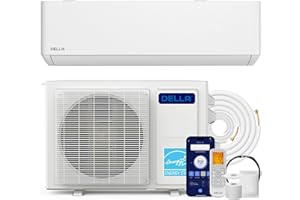 DELLA 9000 BTU Wifi Mini Split, Work with Alexa,Energy Star 208/230V 23.5 SEER2 Cools Up to 400 Sq.Ft Inverter Air Conditioner w/0.75 Ton Pre-Charged Heat Pump & 16.4ft Installation Kits