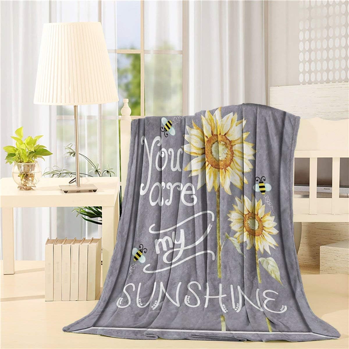 You Are My Sunshine Blanket Lightweight Flannel Fleece Sunflower Throw Blankets