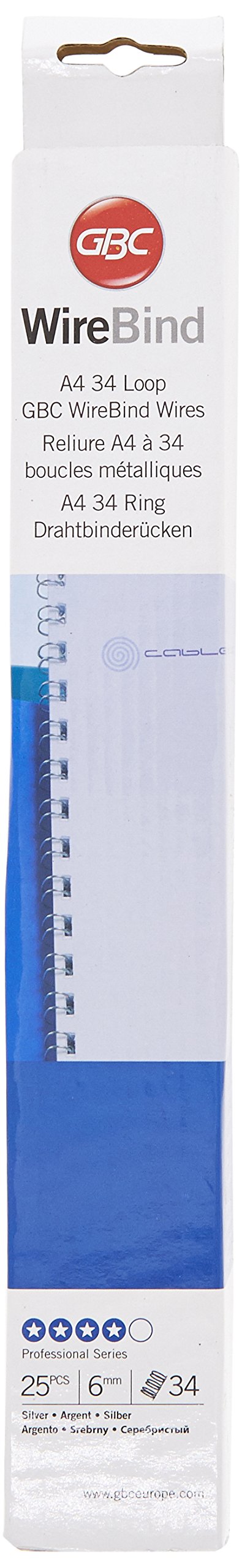 GBC Wirebind Spine Wires, A4, 34 Rings, 6 mm, 55 Pages, Pack of 25, 4400695 6 mm