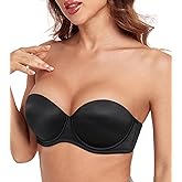 HACI Push up Strapless Bra Thick Padded Demi Underwire Add a Cup Convertible Straps Tshirts Multiway