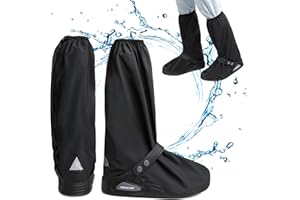 JISONCASE Waterproof Rain Boot Shoe Cover with Reflector Non-Slip Water Resistant Overshoes for Women Men, Reusable Shoe Covers for Rain Galoshes