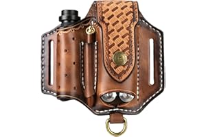 TOURBN Tourbon Men's EDC Leather Pouch for Belt Multitool Sheath Folding Knife Pocket Tool Organizer with Flashlight Holster Carrier