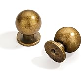 Dosoye 10 Pack 1 Inch (25mm) Diameter Round Solid Vintage Antique Brass Cabinet knobs，Pulls for cabinets and Drawers,Ball Knobs Cabinetry Hardware