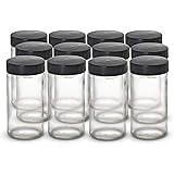 Kamenstein Empty Jars, Set of 12, 3 Ounce, Black Cap
