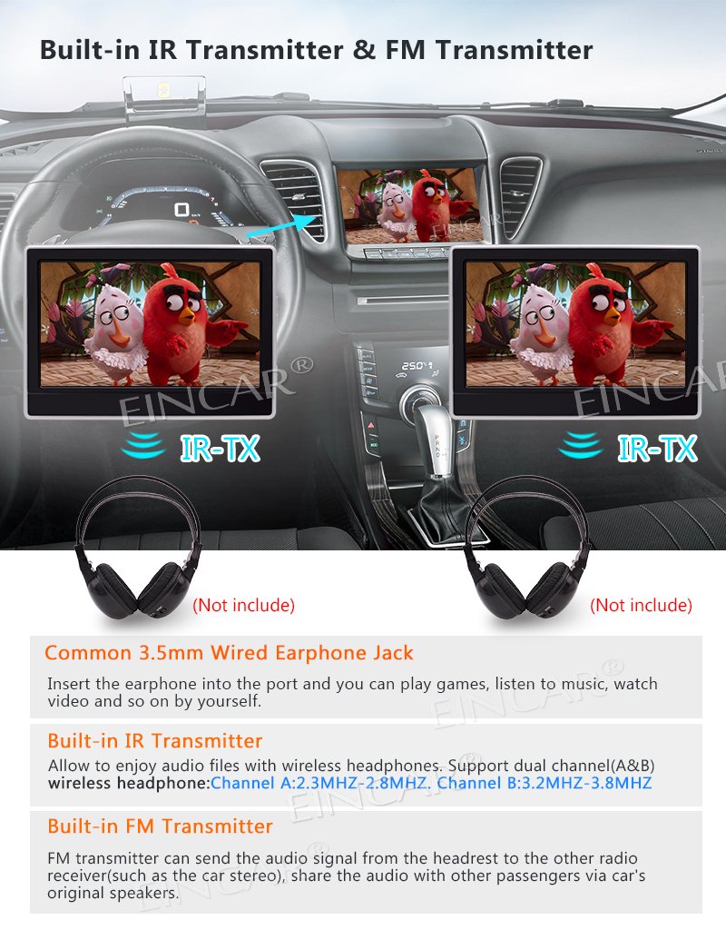 柔らかい Eincar 11 6インチのデュアルスクリーン後部座席ヘッドレストマウントブラケットユニバーサル車でポータブルdvdプレーヤー2 Pcsタブレットスタイルの車のリアsest単位サポートusbのsd Hdmi補助fm Irトランスミッタ32ビットゲームで B0787vy7t1 想像を超えての