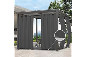 Easy-Going Outdoor Curtains Waterproof Windproof Weatherproof Curtain for Patio, Cabana, Porch, Pergola and Gazebo, Grommet T
