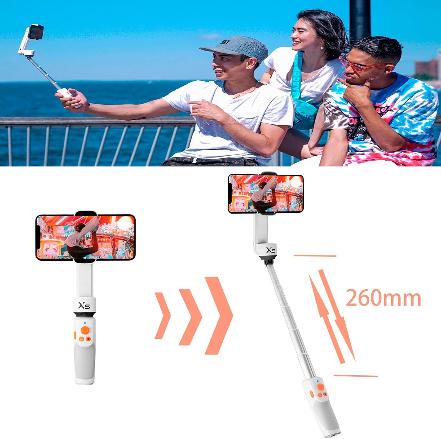 ZHIYUN Smooth XS Handheld Gimbal Stabilizer for iPhone Android Smartphone, Foldable Selfie Stick Tripod with 26cm Extensional Stick, Slide Design, w/Case, Vlog YouTube Live Video Record : Camera & Photo