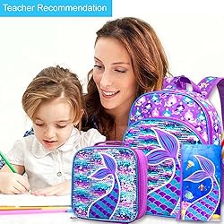 3PCS Mermaid Backpack for Girls, 16" Sequin