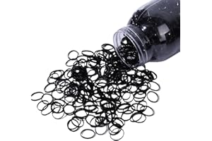 NCMAMA 1000PCS Black Hair Ties Mini Rubber Soft Elastic Bands for Girls Woman Hair Braids Ponytails Beards Small Dreadlocks, 
