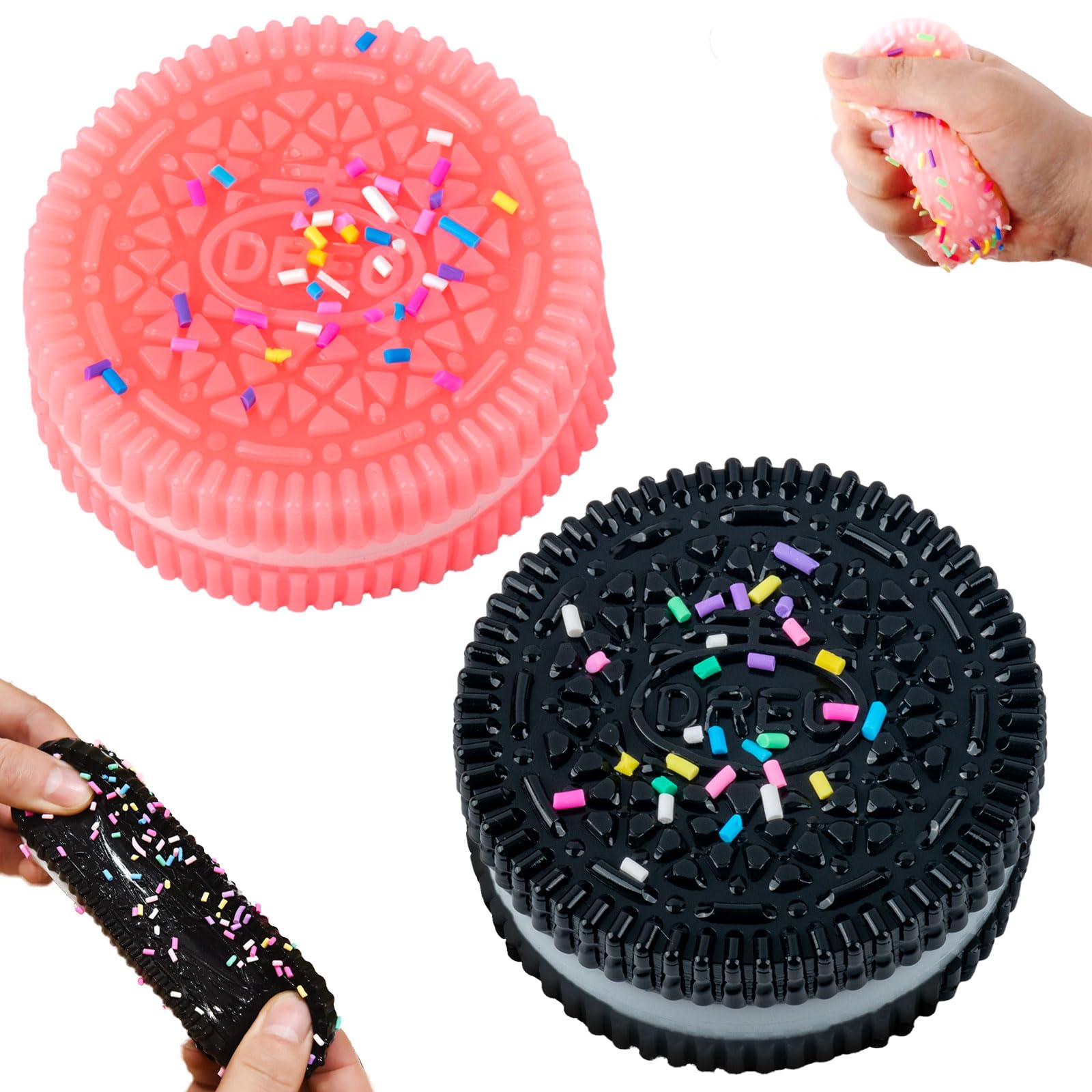 GWAWG 2PCS Taba Squishy, Biscuit Stress Relief Toy, Fufu Squishy, Cookie Squeeze Toys, Fufu Taba Stress Ball Squeeze Toys Anxiety Relief Pinching Biscuits Simulation Decompression Toy for Adults