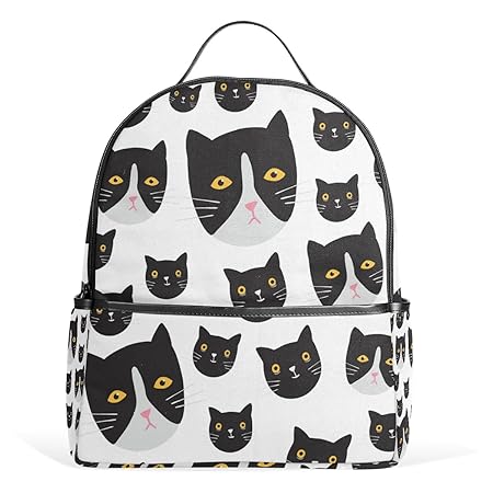 Alaza Lustige Katzen Karikatur Rucksack Für Schule Bookbag