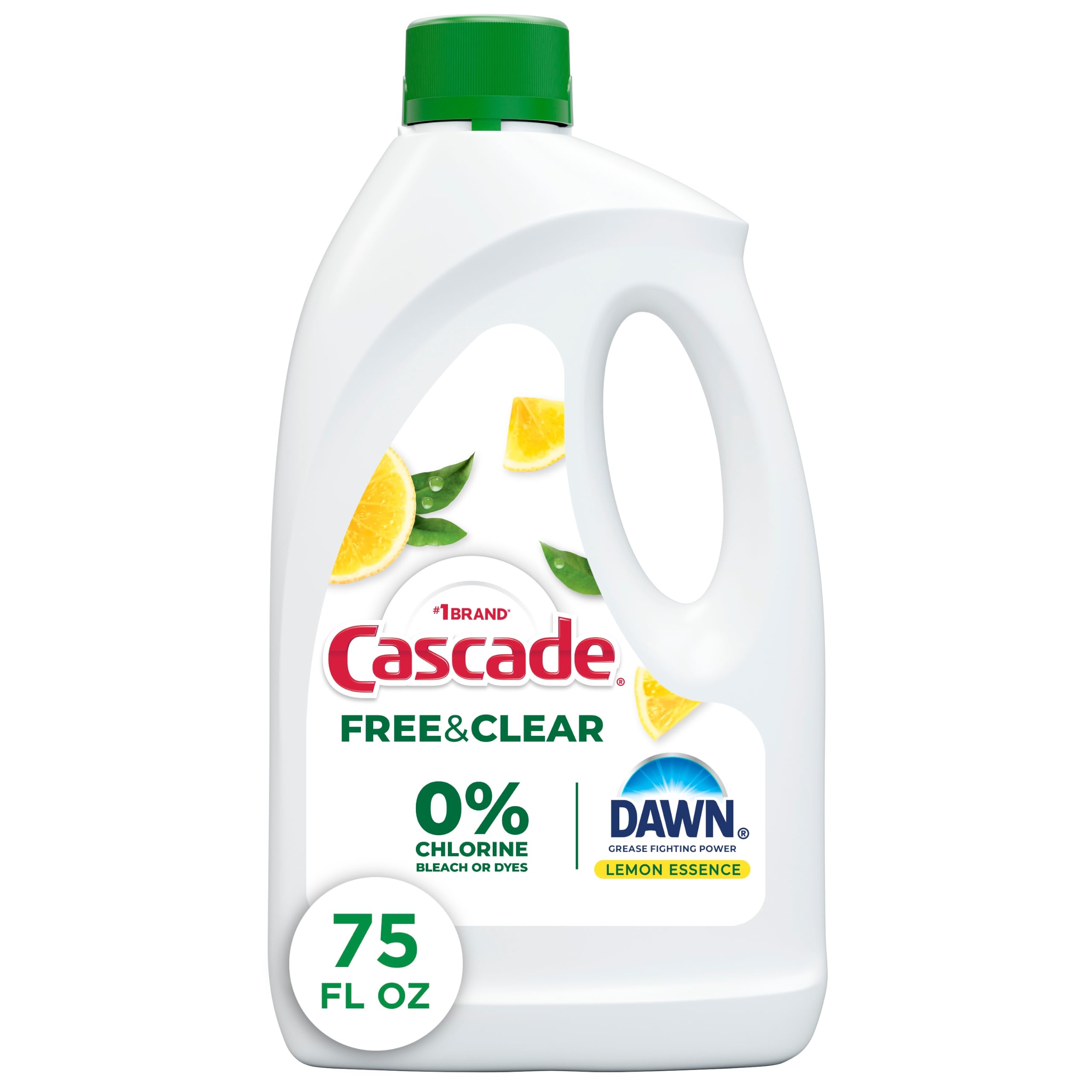Cascade Free & Clear Dishwasher Detergent Liquid Gel, Dish Detergent, Dishwasher Soap, Lemon, 75oz