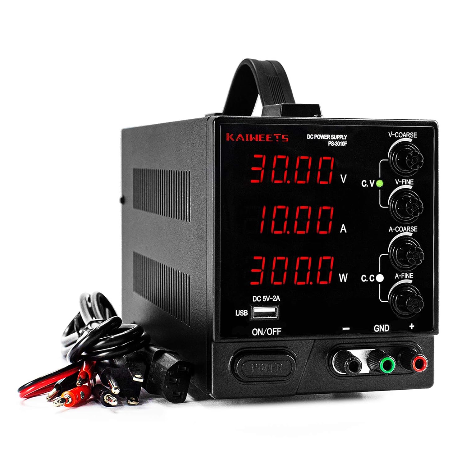 DC Power Supply Variable 30V 10A, KAIWEETS 4Digits Display(00.01V, 00