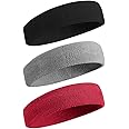 BEACE Sweatbands Sports Headband for Men & Women - Moisture Wicking Athletic Cotton Terry Cloth Sweatband for Tennis, Basketball, Running, Gym, Working Out