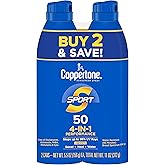 Coppertone Sport Sunscreen Spray SPF 50, Water Resistant Spray Sunscreen, Broad Spectrum SPF 50 Sunscreen, Bulk Sunscreen Pac