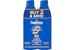 Coppertone Sport Sunscreen Spray SPF 50, Water Resistant Spray Sunscreen, Broad Spectrum SPF 50 Sunscreen, Bulk Sunscreen Pac