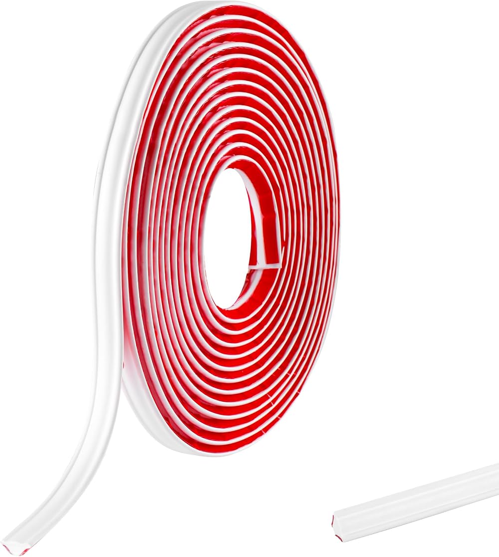 Zayejod Matte White PVC Quadrant Trim 5M Self Adhesive Beading 12mmx6mm