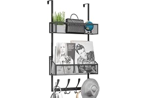Kaiferty Over The Door Hooks Organizer, Coat Rack Over The Door Storage Hanger Towel Rack, Back of Door Storage Organizer for Bathroom,Bedroom,Kitchen,Office (Black 3-Tier)