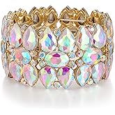 Crysdue Marquise Wedding Bracelet for Brides Bridesmaid, Austrian Crystal Art Deco Elastic Stretch Bracelet for Wedding Party Prom