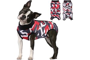 KOESON Dog Recovery Suit, Spay Suit for Female Dog Pet Onesie for Surgery Female Anti-Licking, Dog Surgical Recovery Suit for Abdominal Wounds Dog Cone Alternative After Surgery RedBlack L
